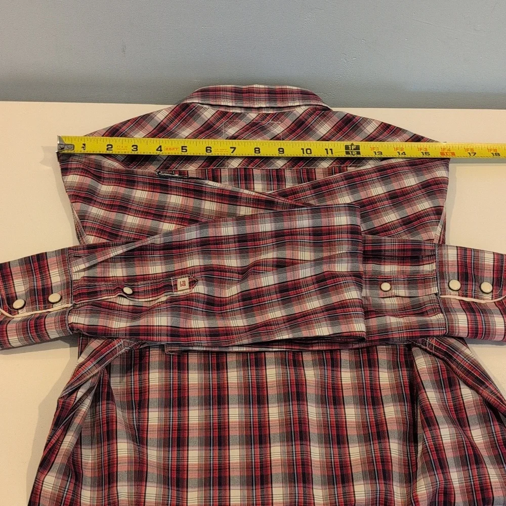 Scotch & Soda Men's Medium Western Long Sleeve Snap Button Down Plaid Shirt - Picture 15 of 16